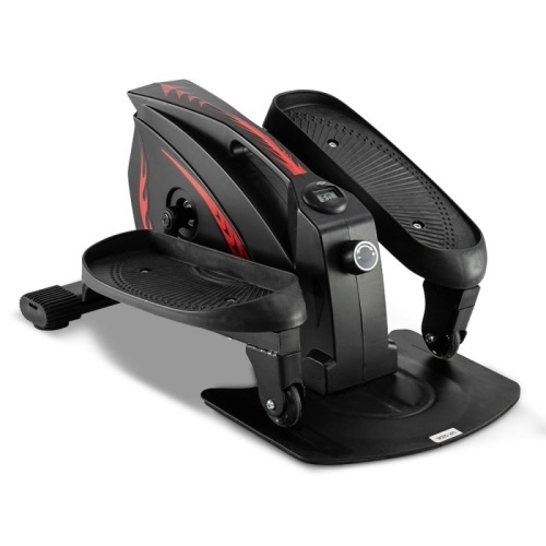Under Desk Elliptical Bike, Mini Pedal Exerciser Cycle Machine with Non-Slip Pedal, Display Monitor, Non-Electric Quiet & Compact Leg Trainer for Fitness Black Red - Lot 244