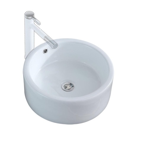 16.54 Inch Round Bowl Porcelain Sink Ceramic Bathroom Sink with Overflow Hole Art Basin White - Lot 255