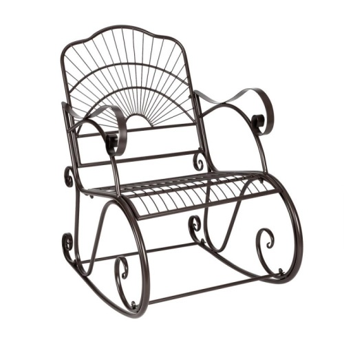 Outdoor Rocking Chair,Iron Rocking Rocker Chair Single Chair Coffee - Lot 260