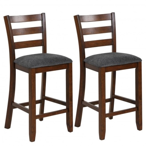 2Pcs Counter Height Chairs With Fabric Seat And Rubber Wood Legs - Lot 545