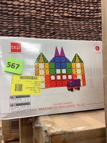 110 Piece Rainbow Magnetic Building Tiles - Lot 567