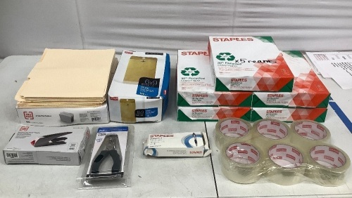 Lot of Office Supplies - Stapler, Hole Punch, Pens, Paper, Tape, Envelopes - Lot 259