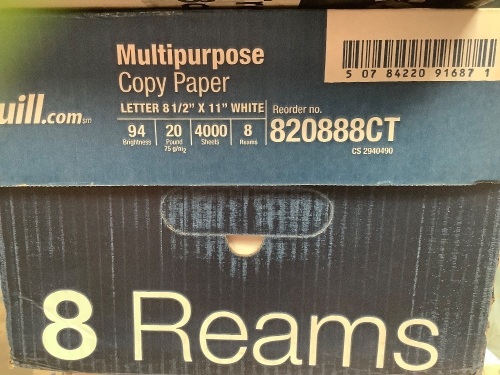 Case of (8) Reams 8.5"x11" Letter Office Paper - Lot 367