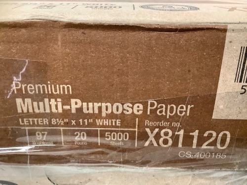 Case of (10) Reams 8.5"x11" Letter Office Paper - Lot 378