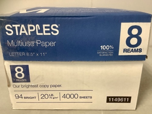 Case of (8) Reams 8.5"x11" Letter Office Paper - Lot 423