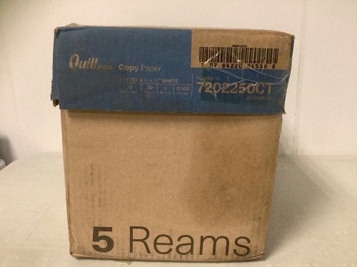 Case of (5) Reams 8.5"x11" Letter Office Paper - Lot 585