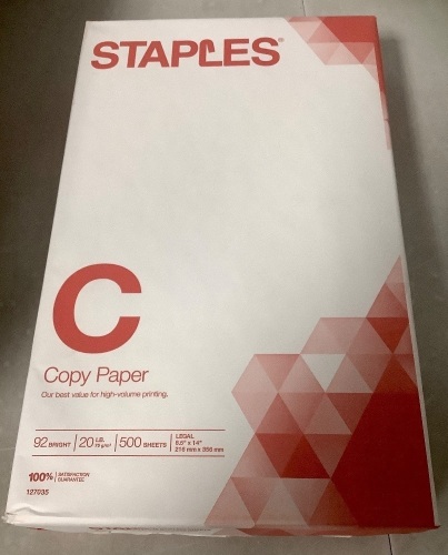 Case of (10) Reams 8.5"x14" Legal Copy Paper - Lot 540