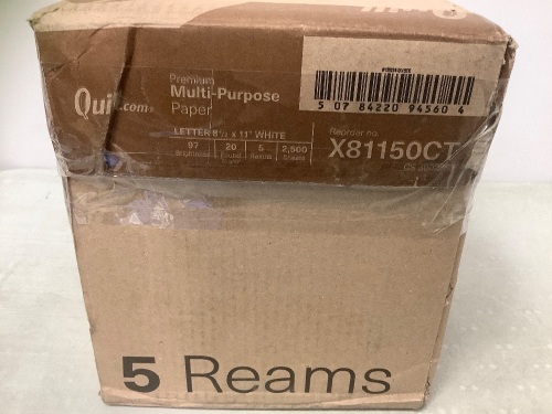 Case of (5) Reams 8.5"x11" Letter Office Paper - Lot 479