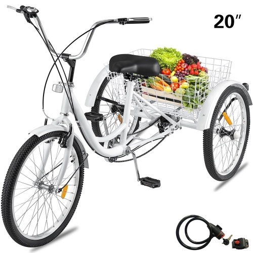 Vevor Adult 20" Tricycle with Basket, White - Appears New  - Lot 95