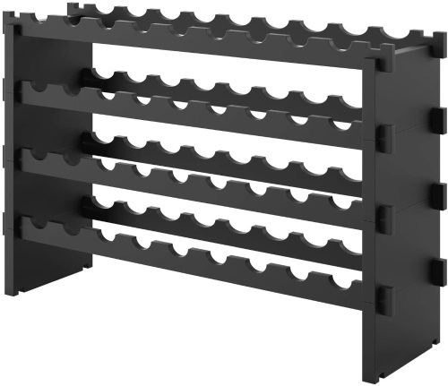 HOMECHO 4-Tier Bamboo Stackable Wine Storage Rack, Holds 36 Bottles, Dark Brown - Appears New  - Lot 156