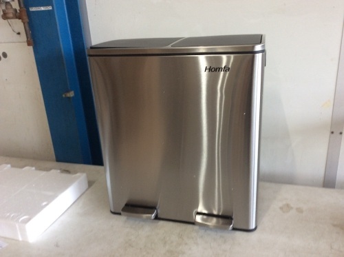 Homfa Stainless Steel Dual Compartment Trash Bin - Appears New - Lot 366
