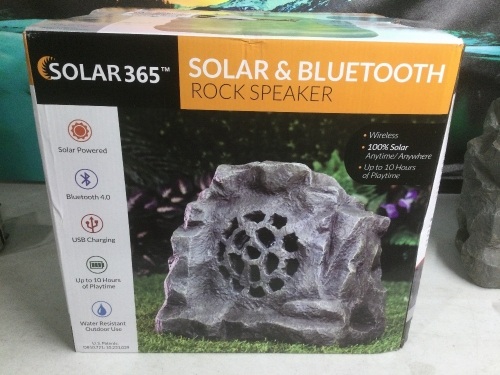 Alpine Corporation Solar & Bluetooth Rock Speaker - E-Comm Return, Appears New, Powers On Not Tested Further  - Lot 768