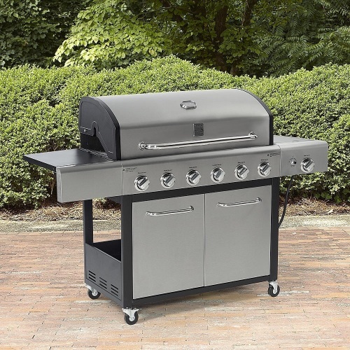 Kenmore 6-Burner LP Gas Grill with Side Burner, Black/Stainless Steel - New/Unopened  - Lot 98