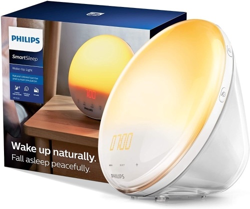 Philips SmartSleep Wake-up Light, Colored Sunrise and Sunset Simulation, 5 Natural Sounds, FM Radio & Reading Lamp, Tap Snooze - New/Unopened  - Lot 788