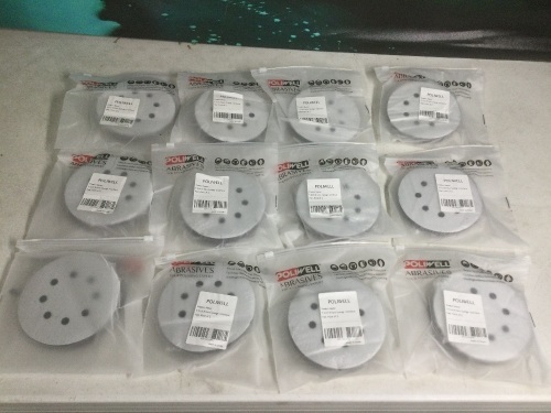 Lot of (12) Poliwell 5 Inch 8 Hole Sponge Interface Pads, Pack of 2 - New  - Lot 575