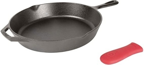 Lodge 12" Pre-Seasoned Cast Iron Skillet with Silicone Handle Holder - New - Lot 626