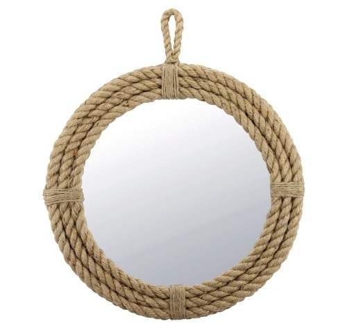 Stonebriar Collection 16.5" Round Decorative Rope Wall Mirror with Loop Hanger - New - Lot 645