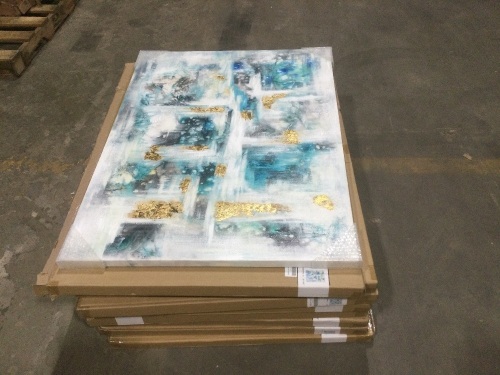 Lot of (8) Modern Abstract Canvas Wall Art, 30" x 40" - New - Lot 1119