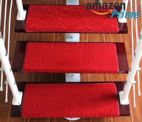 LeHome Super Softy Self-Adhesive Non Slip Stair Treads, Red, Set of 13 - New - Lot 1174