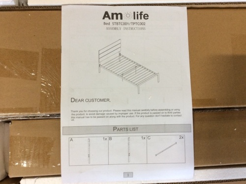 AmLife Bed Frame, Unknown Size - Appears New - Lot 818