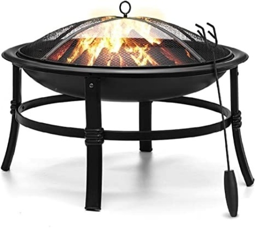 KingSo 26" Outdoor Fire Pit with Mesh Spark Screen - Appears New  - Lot 654