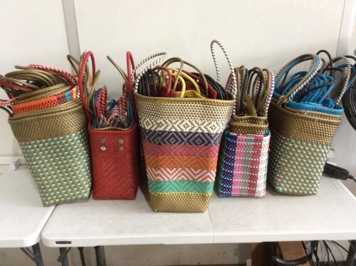 Large Lot of Maria Victoria Eco Friendly Hand Woven Handbags and Wallets, Various Sizes/Colors - New - Lot 769