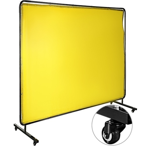 VEVOR 8' x 6' Welding Curtain with 4 Wheels, Yellow Flame-Resistant Vinyl - Appears New  - Lot 519