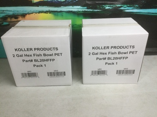Lot of (2) Koller Products BettaTank 2-Gallon Hex Fish Bowls - New/Unopened  - Lot 1156