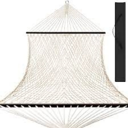 Cotton Rope 2-Person Double Hammock w/ Spreader Bars, Carrying Case - Lot 3337