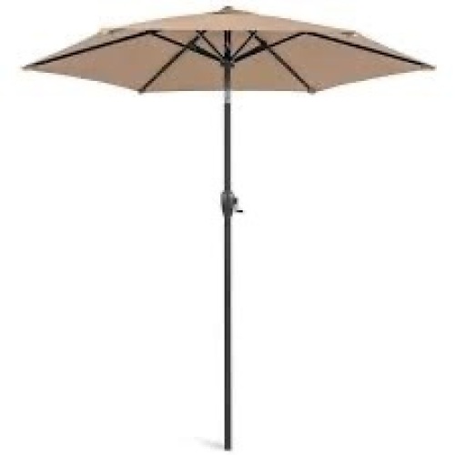 Outdoor Market Patio Umbrella w/ Push Button Tilt, Crank Lift - 7.5ft - Lot 3812