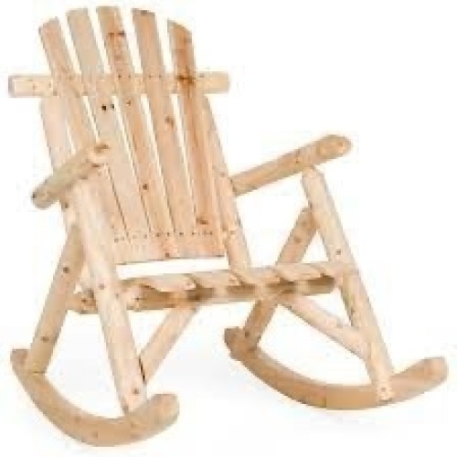 Rocking Wood Adirondack Chair Accent Furniture w/ Natural Finish - Lot 3816