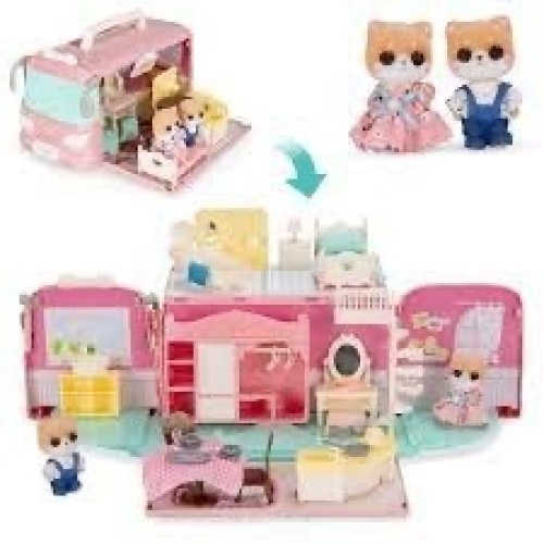 Camper Van Playset Pretend Play Dollhouse with Tiny Critters - Lot 3840