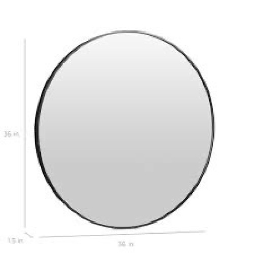 Framed Round Bathroom Vanity Wall Mirror w/ Anti-Blast Film - 36in - Lot 3860