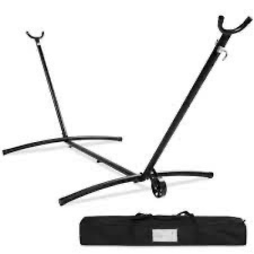 Portable Heavy-Duty Steel Hammock Stand w/ Built-In Wheel, Case - 9ft - Lot 3919