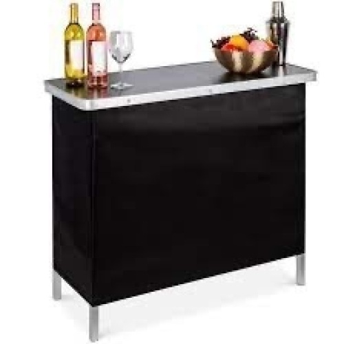 Portable Pop-Up Bar Table w/ Carrying Case, Removable Skirt - Lot 3949
