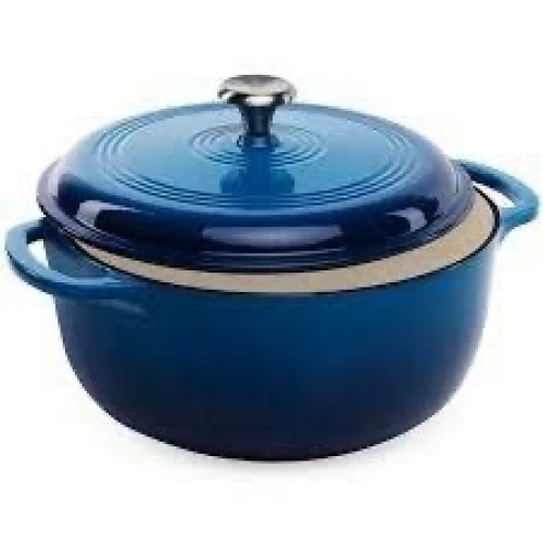 6qt Non-Stick Enamel Cast-Iron Dutch Oven Kitchen Cookware w/ Side Handles - Lot 4011