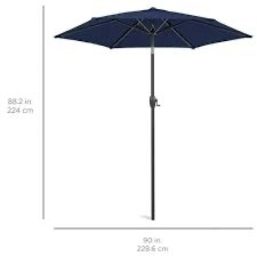 Outdoor Market Patio Umbrella w/ Push Button Tilt, Crank Lift - 7.5ft - Lot 4020