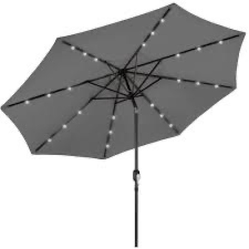 Solar LED Lighted Patio Umbrella w/ Tilt Adjustment, UV-Resistance - 10ft - Lot 4001