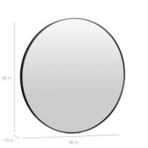 Framed Round Bathroom Vanity Wall Mirror w/ Anti-Blast Film - 36in - Lot 4052