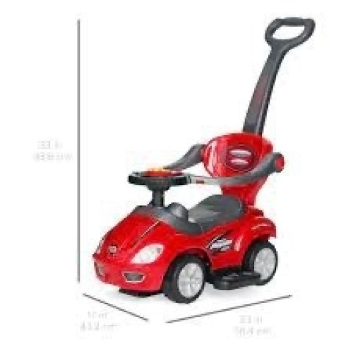3-in-1 Kids Push Car w/ Handle and Horn - Lot 4056
