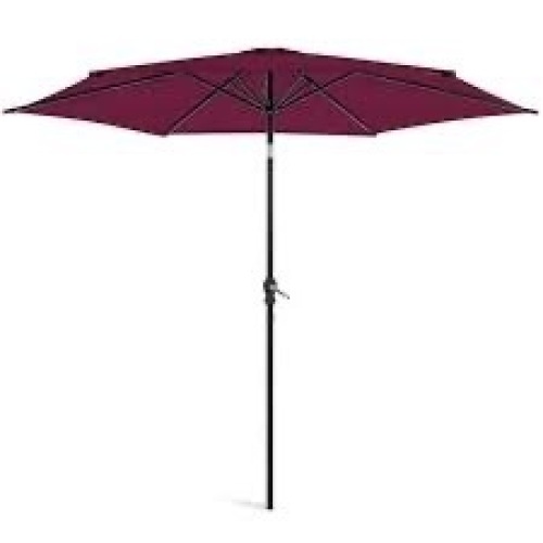 Outdoor Steel Market Patio Umbrella Decoration w/ Tilt, Crank Lift - 10ft - Lot 4075