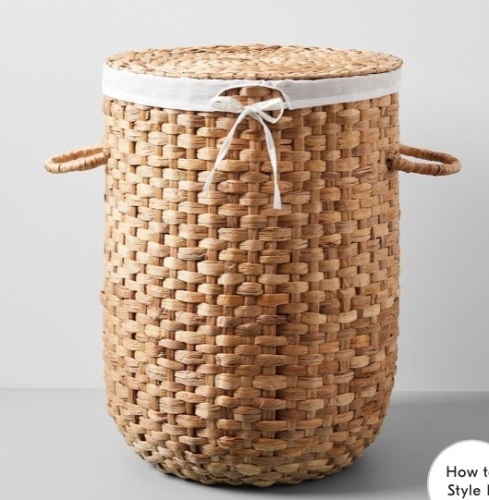 Round Weave Laundry Basket, Large, Natural, Like New, Retai - $95 - Lot 16