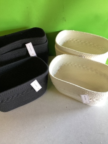 Rope Storage Baskets, LOT of 6, Black/White , New, Retail - $5 - Lot 27