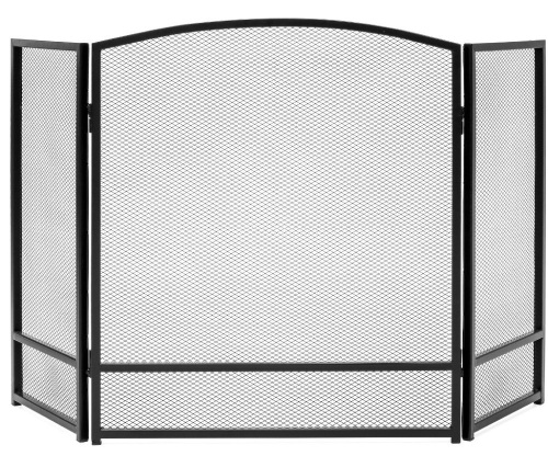 Best Choice Products 47x29in 3-Panel Steel Mesh FireplaceScreen, Spark Guard w/ Rustic Worn Finish - Black, Like New, Retail - $49.99 - Lot 57
