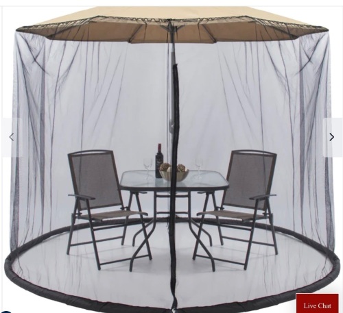 Adjustable Bug Net Accessory for Patio Umbrella w/ Zippered Door - 9ft, Like New, Retail - $34.99 - Lot 73
