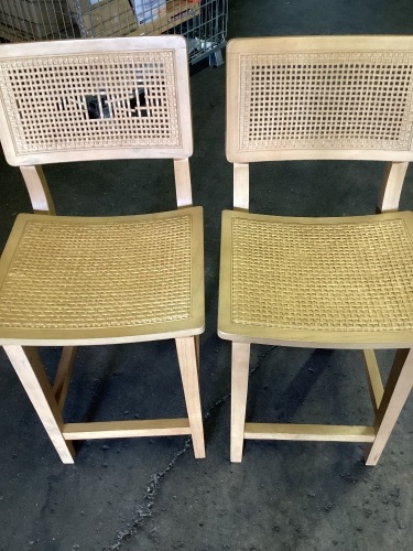 Set of Wicker stools, One has little damage, appears New - Lot 75