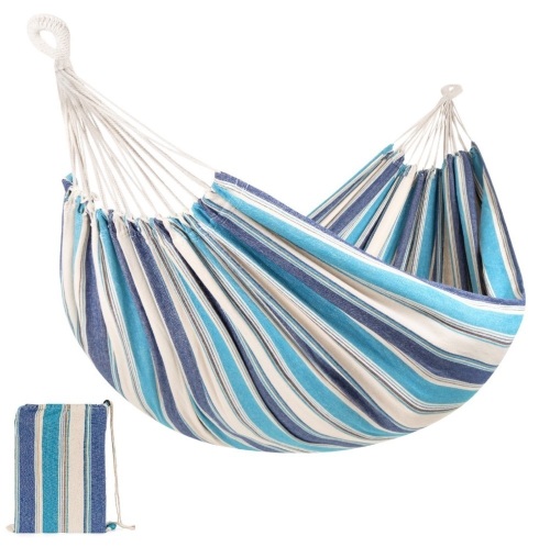 Best Choice Products 2-Person Brazilian-Style Cotton DoubleHammock Bed w/ Portable Carrying Bag Ocean, Like New, Retail - $24.99 - Lot 82