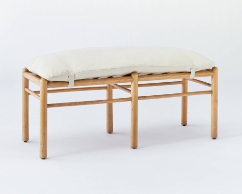 Emery Wood and Upholstered Bench with Straps NaturalThreshold™ designed with Studio McGee, Like New, Retail - $142.50 - Lot 85