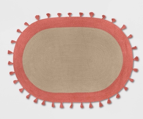 4'×6' Oval Braided Border Rug Rose Pink - Pillowfort, Like New, Retail - $65 - Lot 90