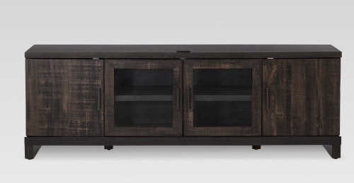 Storage TV Stand for TVs up to 75" Weathered Pine - Threshold, Like New, Retail - $250 - Lot 99